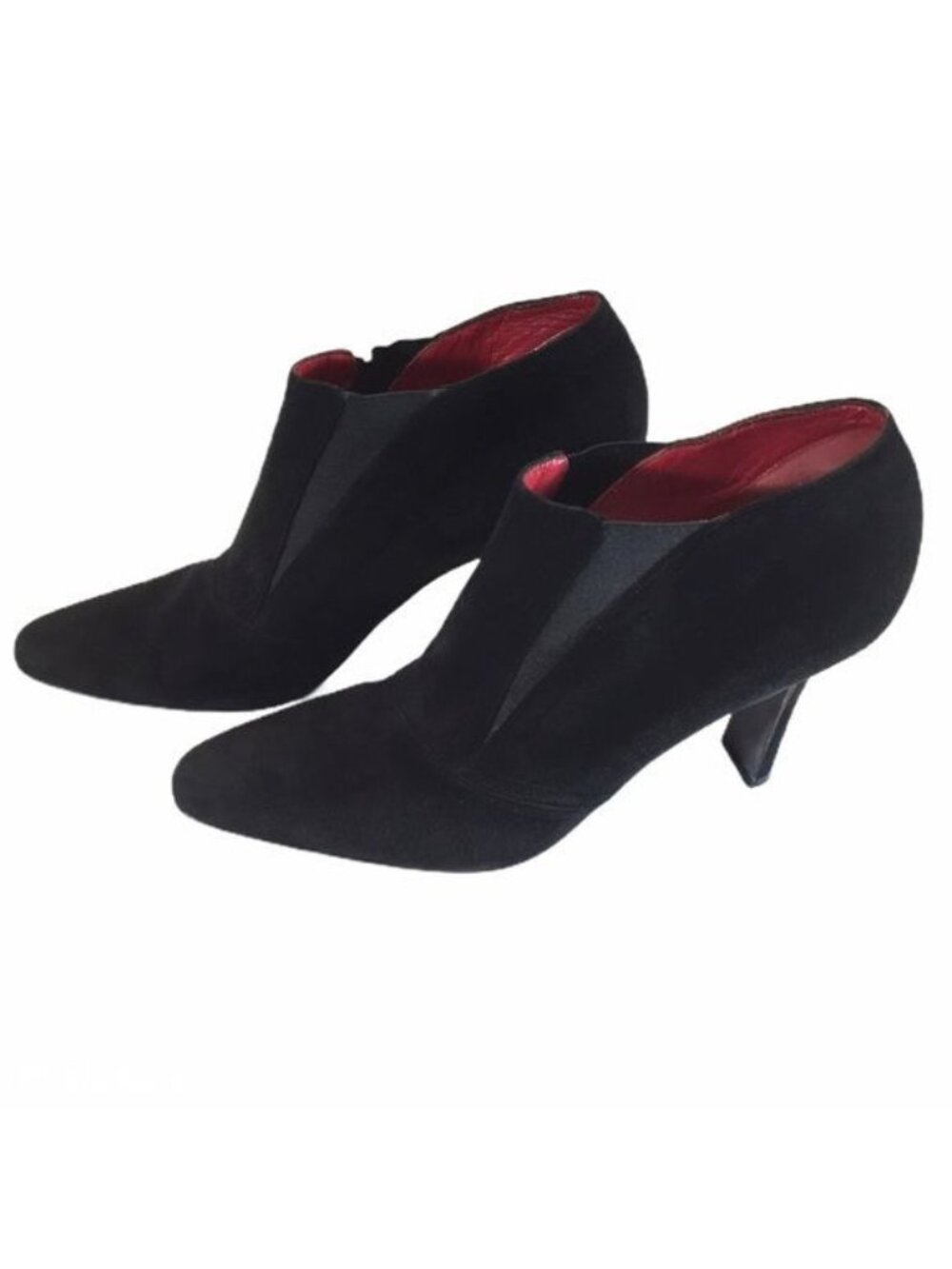 Donna Karan Womens Black Suede Heeled Ankle Boot Shootie Pointy Toe size 8